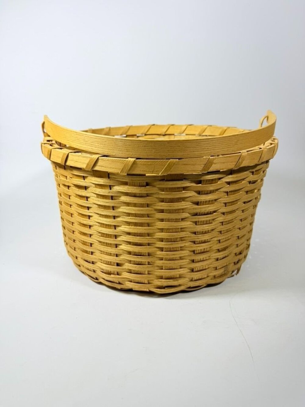 Amish Handwowen Swinging Handled Basket Vintage Light Wood Handmade Decorative - Picture 12 of 16